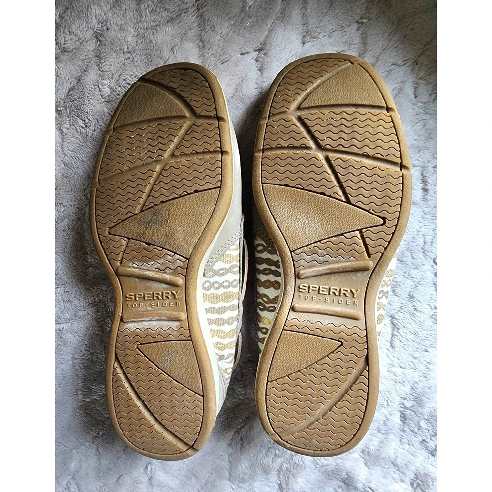 Sperry Top-Sider Angelfish Taupe Gold Boat Shoes Loafers Womens 6